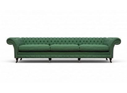 Chesterfield donkelgréng Canapé Modernen Gepolsterten 3-Sëtzer Luxusmiwwelen
