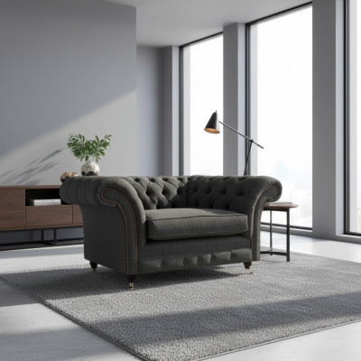 Luxus Chesterfield Fotell Wunnzëmmer Eenzelstull Stoff Wunnzëmmer Miwwelen