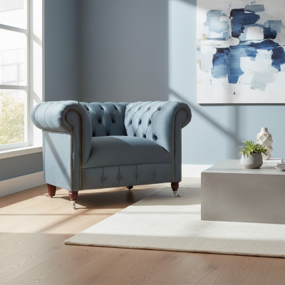 Chesterfield Groe Stoffsëtz Eckzëmmer Textil Eensëtzer Edele Sëtz
