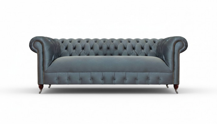 Grau Chesterfield Wunnzëmmer Sofa Modernen Dräisëtzer Sëtzmiwwel Canapé