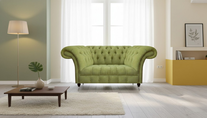 Wunnzëmmer Grénge Chesterfield Zweisëtzer Polstersofa Designer Miwwelen