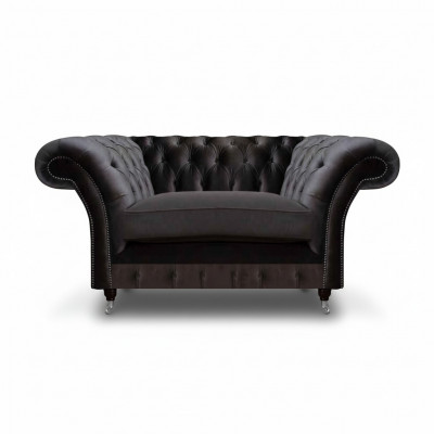 Chesterfield schwaarze gepolsterte Fauteuil Luxus Sëtzmiwwel Moderner Een-Seater