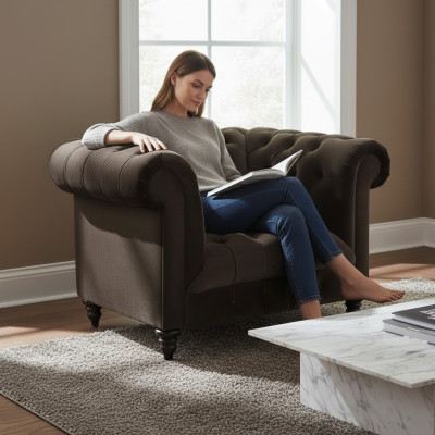 Brongen Chesterfield Polstersessel Modernt Textil Wunnzëmmer Eenzelstull
