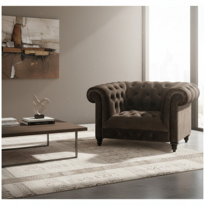 Brongen Chesterfield Polstersessel Modernt Textil Wunnzëmmer Eenzelstull