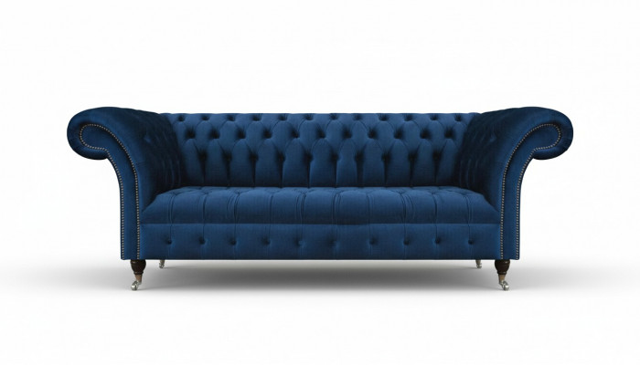 Däischterblo Chesterfield Wunnzëmmer Couch Designer Drësëtzer Sëtzmiwwel