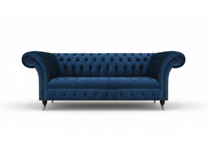 Däischterblo Chesterfield Wunnzëmmer Couch Designer Drësëtzer Sëtzmiwwel