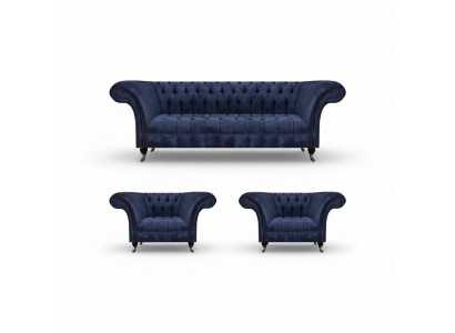 Stilvoll Blo Chesterfield Miwwelen Luxus Couchgarnitur Textil Set