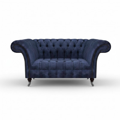 Chesterfield Bloë Polstersofa Wunnzëmmer 2-Sëtzer Luxus Edelt Sëtzmiwwelen