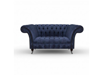 Chesterfield Bloë Polstersofa Wunnzëmmer 2-Sëtzer Luxus Edelt Sëtzmiwwelen