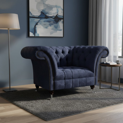 Däischterbloen Chesterfield Einsëtzer Stot Wonnertextil Polstersessel Nei