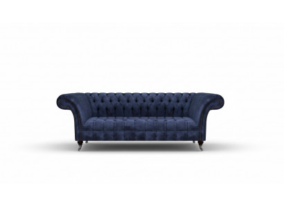 Däischterblo Chesterfield Sofa Sëtzmébel Polstersofa Stoff Miwwelen