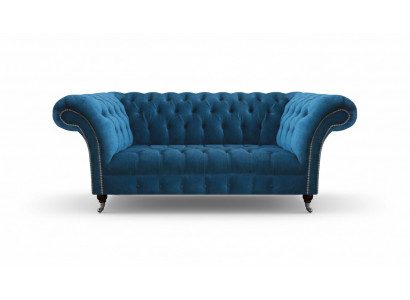 Blo Chesterfield Luxus Couche Wunnzëmmer Stoffsiège Edel Dräisiège.