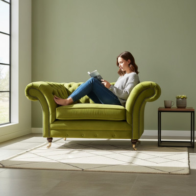 Olivgréng Chesterfield Fauteuil Polstermöbel Designer Textil 1-Sëtzer