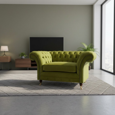 Olivgréng Chesterfield Fauteuil Polstermöbel Designer Textil 1-Sëtzer