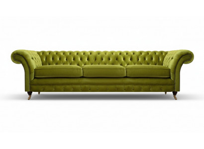 Chesterfield olivgréng Polstersofa Bettfunktioun Couch Wunnzëmmer Miwwelen