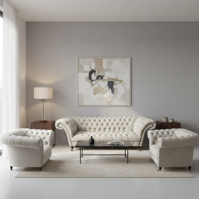 Luxuriéis Chesterfield Miwwelen Designer 2x Leiansuesselen Moderne Dräisëtzer