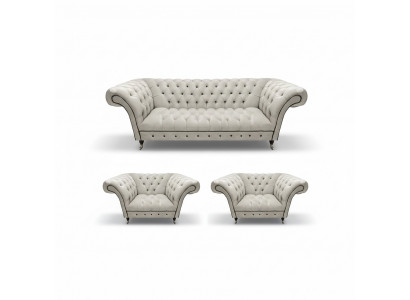 Luxuriéis Chesterfield Miwwelen Designer 2x Leiansuesselen Moderne Dräisëtzer