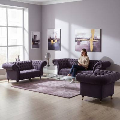 Schickelila Chesterfield-Sofa Designer Komplett-Wunnzëmmer Garnitur