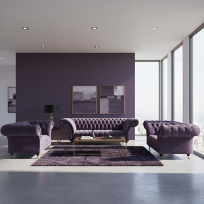 Schickelila Chesterfield-Sofa Designer Komplett-Wunnzëmmer Garnitur