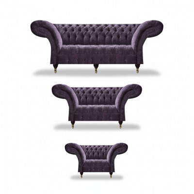 Schickelila Chesterfield-Sofa Designer Komplett-Wunnzëmmer Garnitur