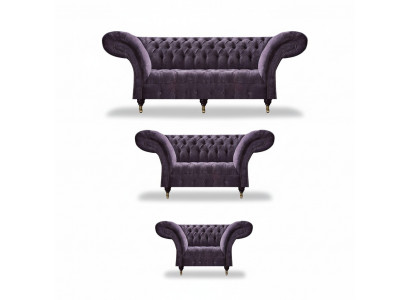 Schickelila Chesterfield-Sofa Designer Komplett-Wunnzëmmer Garnitur