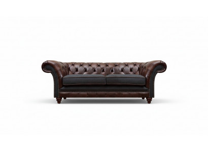 Brong-graue Chesterfield Edler Zweisëtzer Wunnzëmmer Polstercouch.