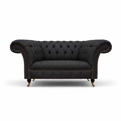 Luxus Chesterfield Sofas Designer Schwaarzen Zweisëtzer Wunnzëmmer Miwwelen
