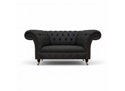 Luxus Chesterfield Sofas Designer Schwaarzen Zweisëtzer Wunnzëmmer Miwwelen