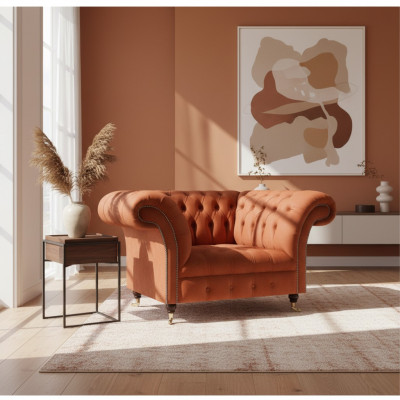 Braune Polstersessel fir d'Wunnzëmmer aus Stoff Designer Einsëtzer Miwwelen