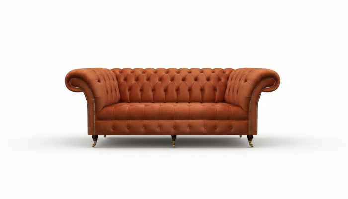 Brong Chesterfield Canapé Modernen 3-Sëtz Sofa Luxus Sëtzmoebel