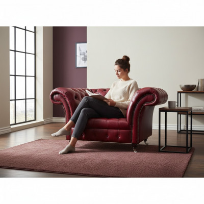 Chesterfield Roude Wunnzëmmer Sessel Designer Lieder Einsëtzer 1-Sëtzer
