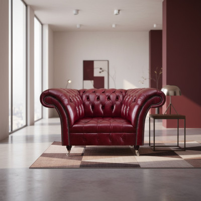 Chesterfield Roude Wunnzëmmer Sessel Designer Lieder Einsëtzer 1-Sëtzer