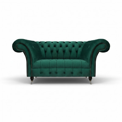 Gréng Chesterfield Polstersofa Designer Zweisëtzer Edel Textil Miwwelen