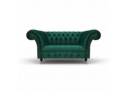 Gréng Chesterfield Polstersofa Designer Zweisëtzer Edel Textil Miwwelen