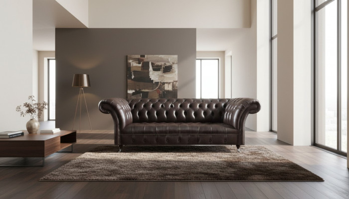 Chesterfield Liederemöbler Luxus-Dreisëtzer Wunnzëmmer Edel Couchen