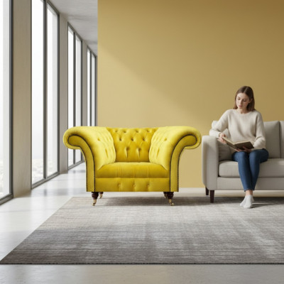 Luxuriéisen Chesterfield Textilsessel Wunnzëmmer Polster Einsëtzer Sessel