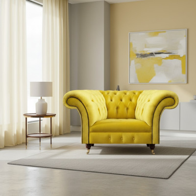Luxuriéisen Chesterfield Textilsessel Wunnzëmmer Polster Einsëtzer Sessel