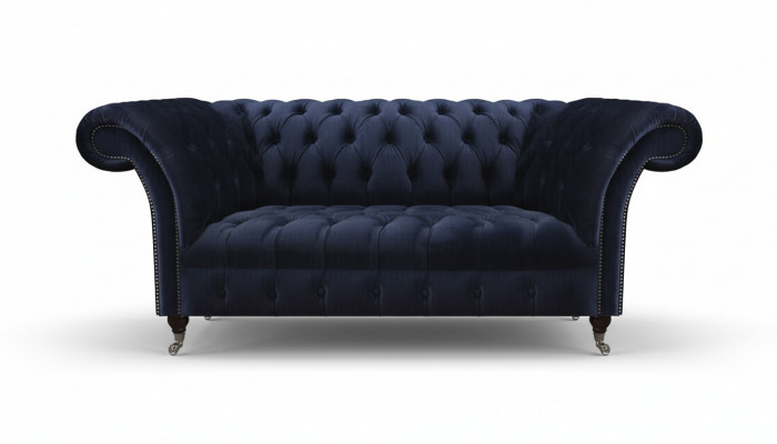 Däischterbloë Polster-Couch Chesterfield Wunnzëmmer Textil-Sofa Modern Miwwelen