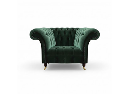 Chesterfield grénge Sëtzel Textilsëtzel Stoffsesel Wunnzëmmer Miwwelen