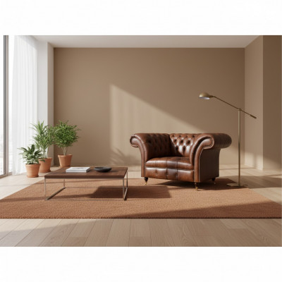 Chesterfield brong Liederfauteuil Wunnzëmmer Konschtleder Eenzelstull Miwwelen
