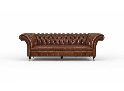 Brong Chesterfield Liederkanapé Edel Kanapéen 3-Sëtzer Livingzëmmer Miwwelen