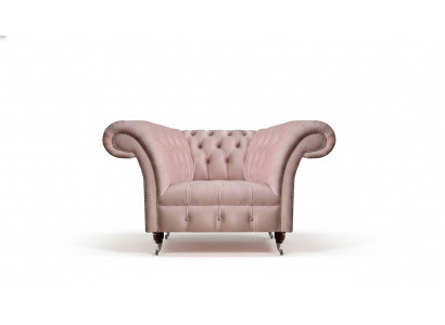 Chesterfield Rosa Eenzeleefstel Wunnzëmmer Designer Textilfauteuil 1-Sëtz