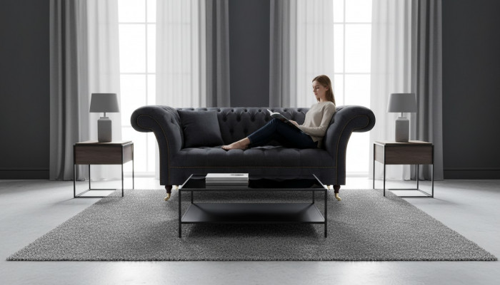 Chesterfield Schwaarz Sëtzcanapé Designer Polstersofas Modern Couchen