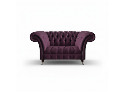 Lila Chesterfield Polstersofa Wunnzëmmer Designer Zweisëtzer Edel Couch