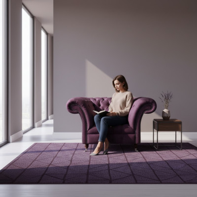 Chesterfield Lila Fotell Wunnzëmmer Eenzelstull Designer Edle Fauteuil