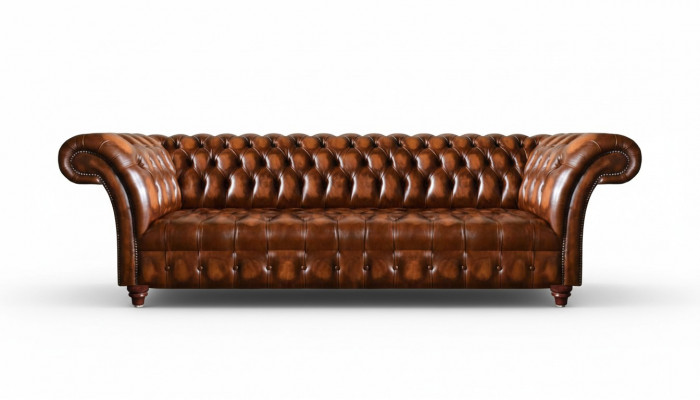 Chesterfield Liederdivan Braun Kënschtlech Lieder Couch Designer Edel Sëtzmiwwelen