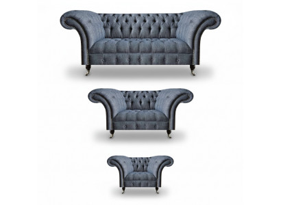 Wunnzëmmer Chesterfield Set Designer Gro Sofagarnitur Fotell 3-Sëtzer