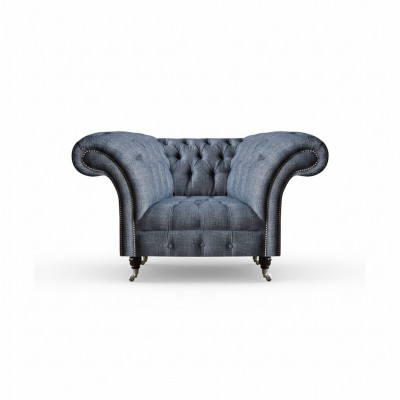 Modernen Chesterfield Einsëtzer Grauen Wunnzëmmer Textilfauteuil 1-Sëtz.