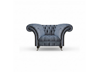 Modernen Chesterfield Einsëtzer Grauen Wunnzëmmer Textilfauteuil 1-Sëtz.