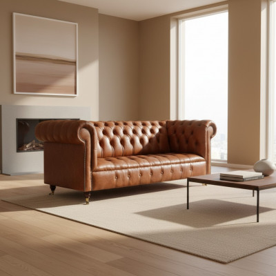 Chesterfield Lieder Sëtzmiwwelen Brongen Drësëtzer Wunnzëmmer Edel Sofae